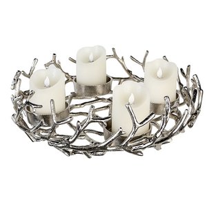 Adventsleuchter"Twigs"antik-silber D.42cm X-mas