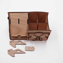 CoolCuts Mill Schreibtisch-Organizer inklusive Handy-/Tablet-Halter in Braun