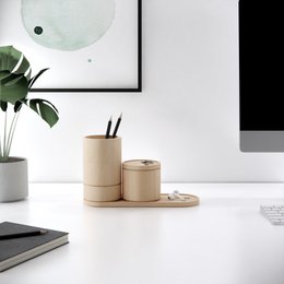 Ensemble d'organisateur de bureau en bois Stack