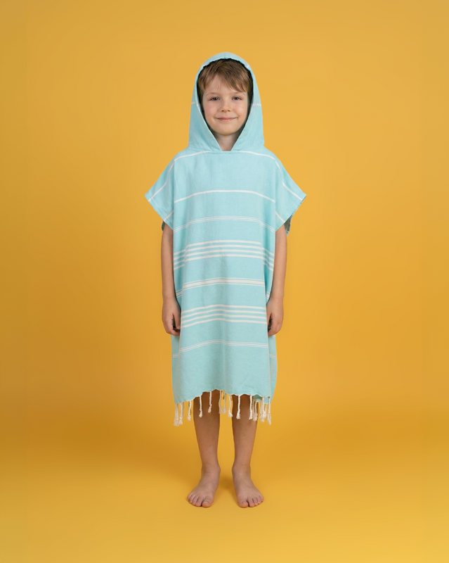 TOWEL TO GO IPANEMA KIDS Cotton Beach Poncho 60x48 cm | Quick Dry Changing Towel | Blue | with Gift Box