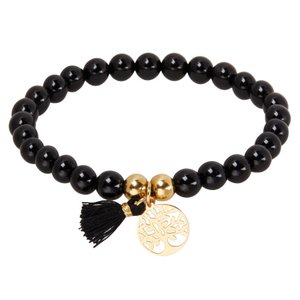 Armband - "Stenen uit de natuur" -kleurige zwarte agaat