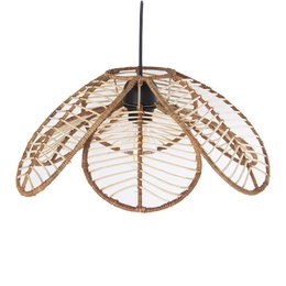 Natural rattan ceiling lamp with a round, open-weave design and a single E27 socket for a 40W bulb.