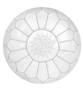 Leer pouffe - wit