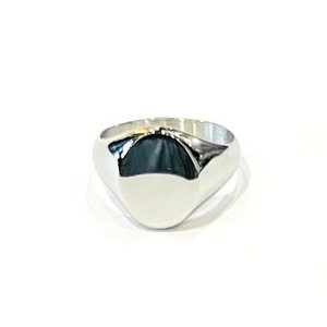 Men's polished oval signet steel ring