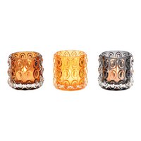 Windlicht aus Glas Schwarz, Braun, Bernstein 3-fach, (B/H/T) 7x7x7cm