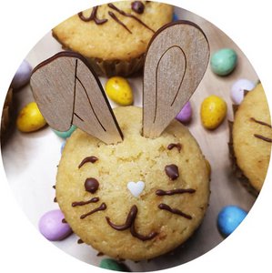 Wooden Easter cup cake cutters - 12 pieces in 1 set