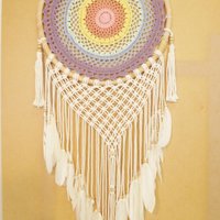Rainbow dreamcatcher crochet 40 cm.