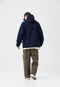 Hooded Jacket Windproof Outerwear In Navy