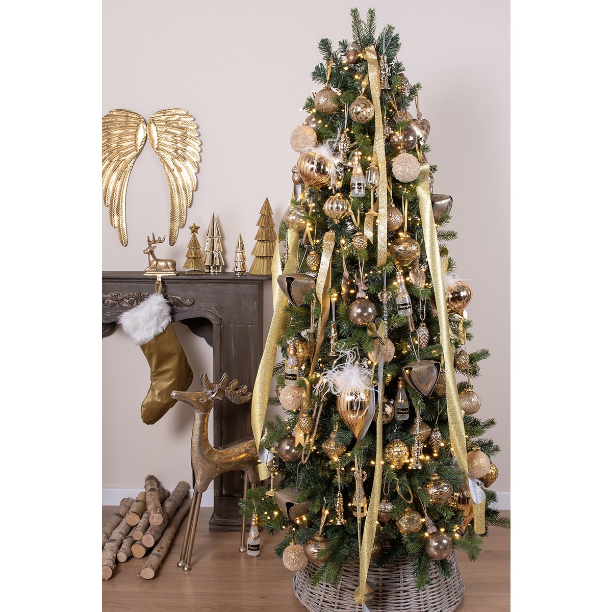 Kerstdecoratie Kerstboom 30 cm Goudkleurig IJzer