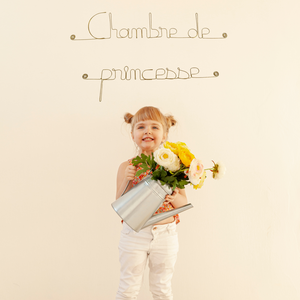 Wanddecoratie voor meisjes in goud-messingdraad: "Princess Room" - Geboortecadeau - Kinderkamer