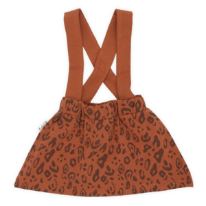 Rock mit abnehmbaren Hosenträgern | Leopard | Mokka-Biskuit