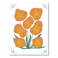 Toffe tegel met oranje bloemen en petrol kleurige details