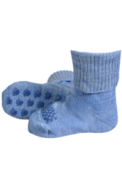  Soft, anti-slip wool socks for babies in pink, blue, and dark green colors. Available in sizes 6-12M and 12-24M.