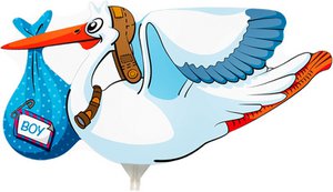 Folieballon opblaasbaar ooievaar jongen OK 8015