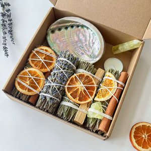 7-delige rookset met Rosemary, Palo Santo, Citrin & Abalone Shell