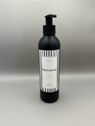 Hand soap with congratulatory message, black and white striped bottle design, liquid hand soap product.