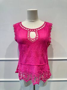 Tanktop met geborduurd kant - 100% - Gemaakt in ITALIË