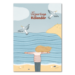  Colorful birthday calendar with vintage typewriter and floral accents. Includes monthly icons for planning and organizing.