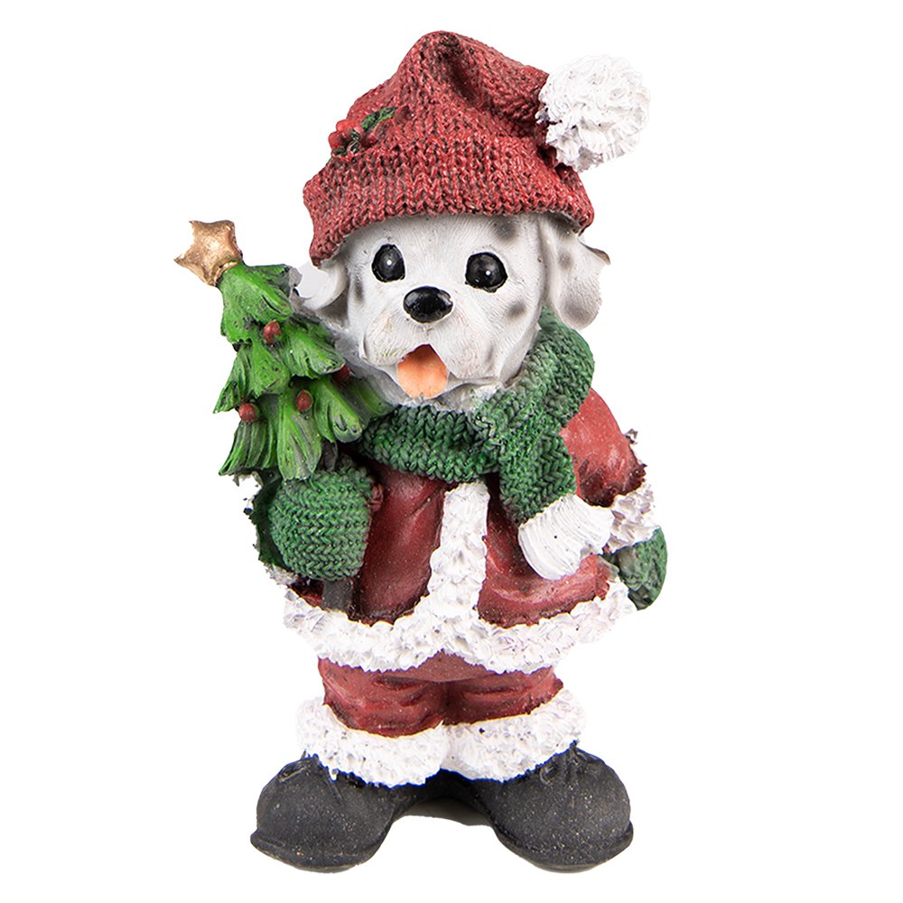 Beeld Hond 15 cm Rood Groen Kunststof Kerstdecoratie