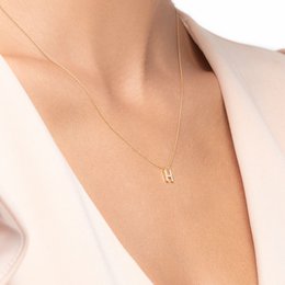 Necklace Letter "H", 14K yellow gold with diamonds