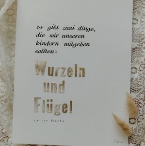 Kunstdruk "Wurzeln & Flügel" gestempelde muurschildering