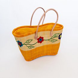 Handcrafted Rabane Basket "Namakia" with Floral Embroidery
