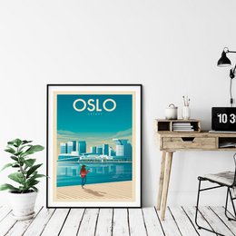 Vintage Oslo Poster | Premium Poster Stadt Oslo Norwegen