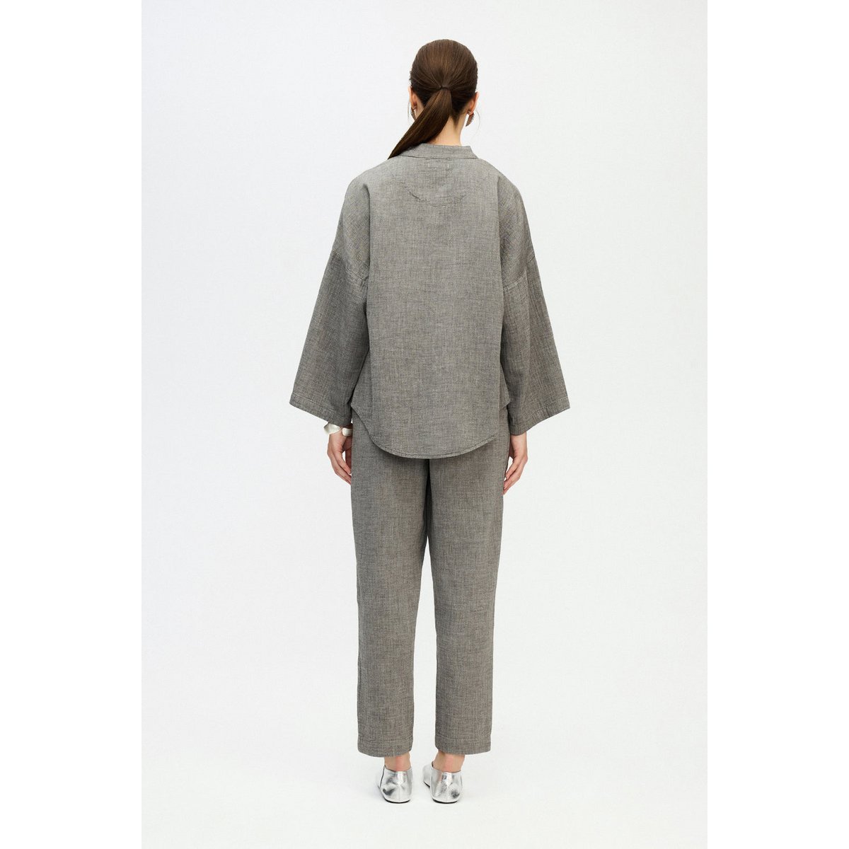 IKIKIZ Grey Cotton Crew Neck Shirt