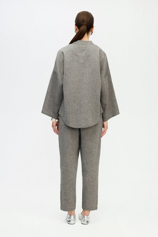 IKIKIZ Grey Cotton Crew Neck Shirt