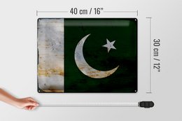 Tin Sign Flag Pakistan 40x30cm Flag of Pakistan Rust