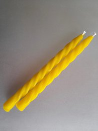 Twisted Beeswax Taper Candle - Pure Beeswax and Cotton wick