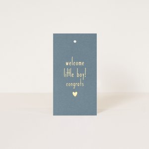 Label 'Welcome little boy'