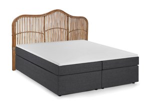 Boxspringbed met rotan hoofdeinde