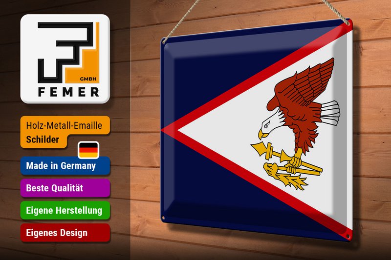 Blechschild Flagge 40x30cm Flag of American Samoa