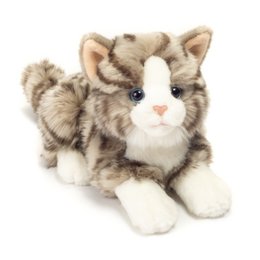 Cat lying gray 20 cm - plush toy - stuffed animal