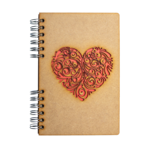 Duurzaam Houten Notitieboek – KOMONI – Red Hart – Gerecycled papier – Navulbaar – ROHA