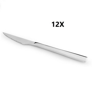 12 x normales Steakmesser, Barbecue, gezacktes Edelstahlhotel