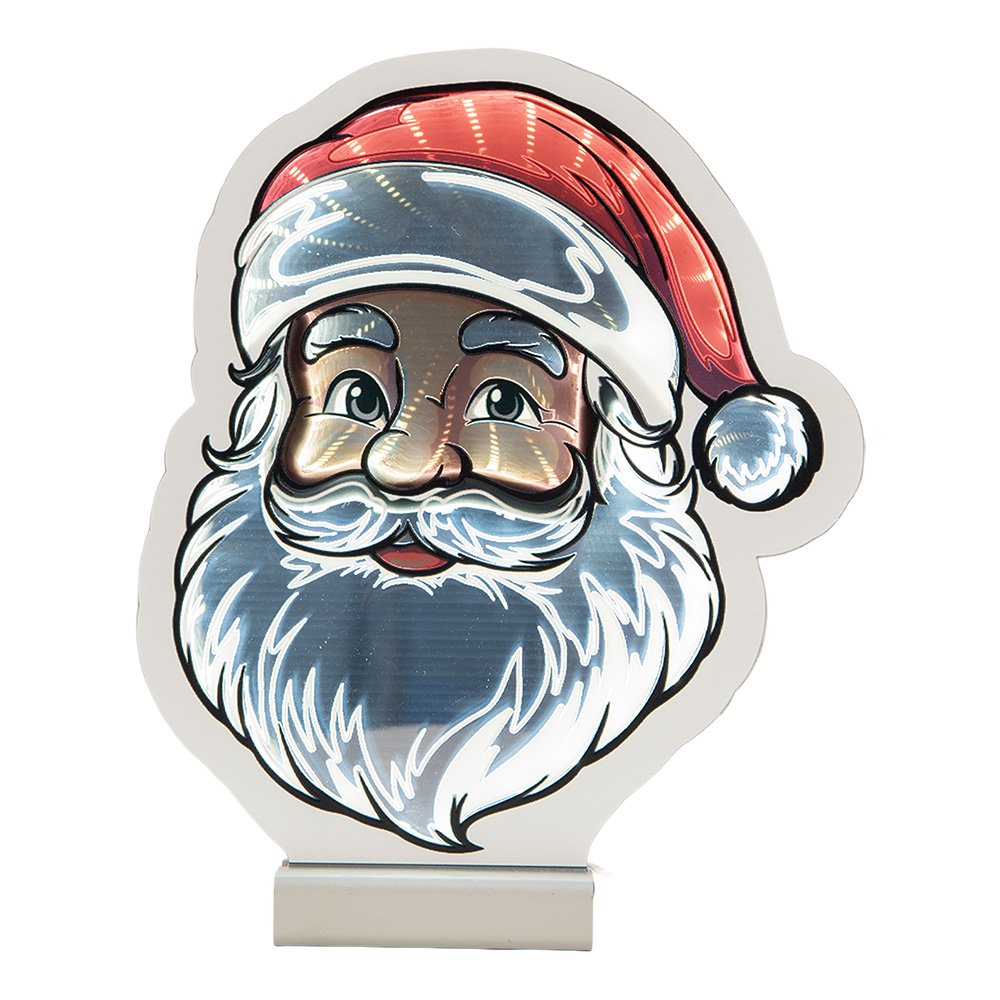 Kerst Infinity Spiegel Lamp Kerstman 19x5x22 cm Wit Kunststof