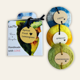  Felted glycerin soap set, round colorful bars, blue yellow green brown, natural handmade, coffee lemongrass apricot coconut scents