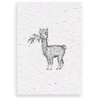 Christmas card alpaca with Christmas twig