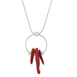 Zilveren en koraal ketting Rouge natuurlijk koraal 40cm