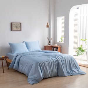 Hellblaues Bambus-Bettwäscheset für 1 Person – 400TC Tanboocel – Himmelblau