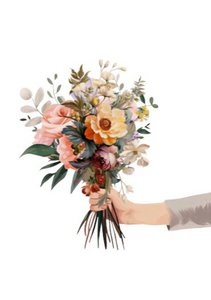 Nachhaltige Karte - Bouquet halten