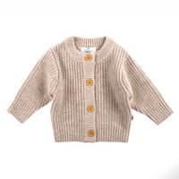 Knitted Woolen Baby Cardigan - Merino Wool - Garlic