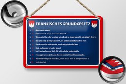 Tin sign saying 18x12cm Franconian Basic Law decoration