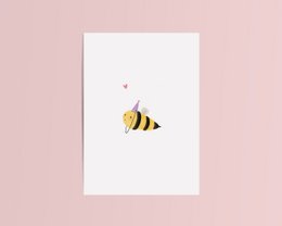 Cute bee-themed birthday card with text "With all my love"