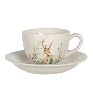 Tasse und Untertasse 200 ml weißer Keramikhirschservice