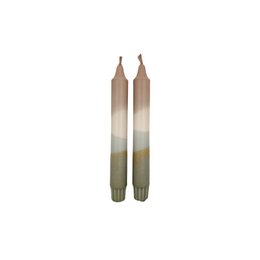  Tall tapered dinner candles, autumn gradient colors brown beige green, elegant home decor candles pair