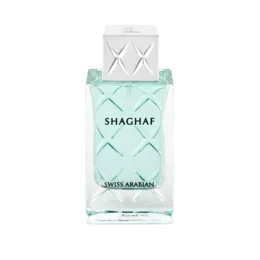 Mint green glass bottle, geometric quilted pattern, 75ml EDP perfume, Swiss Arabian fragrance, men's cologne