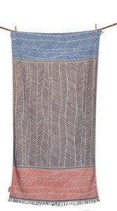 BEACH TOWEL FTELIA CHOCOLATE, CORAL & PARL.BLUE